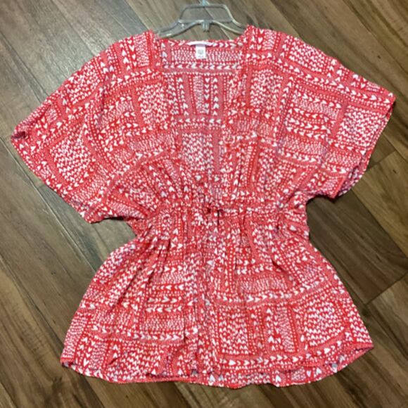 Victoria Secret Hearts Kimono Cover-up Red/White One Size - Picture 6 of 8